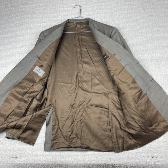 CANALI 1934 Grey / Brown Suit jacket 56L Blazer Woven Wool Made in Italy - Picture 13 of 16